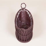 A handmade Regency-style oval basket and liner. Aubergine
