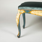 A prettily painted rectangular stool with cabriole legs, 19th century Italian.
