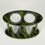 A Compton oval flower holder - Tortioseshell Green.