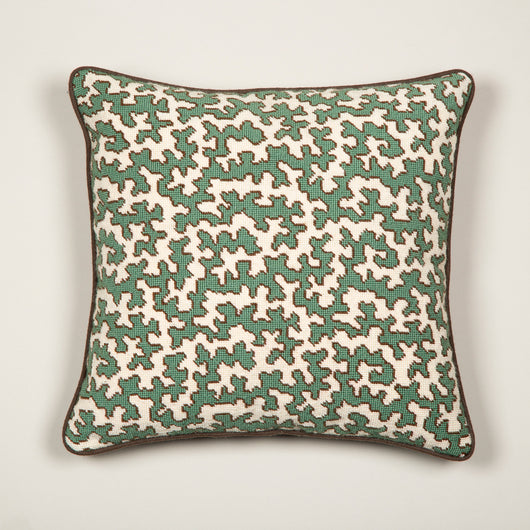 A hand-stitched needlepoint of Colefax and Fowler squiggle design