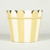 A tole cachepot with scallop rim. Available in a stripe design.