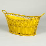 A handmade Regency-style oval basket and liner - Yellow.