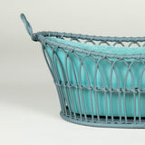 A handmade Regency-style oval basket and liner -Teal.