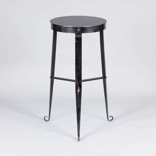 A pair of hand crafted modernist steel tables.