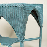 A blue-painted square woven wicker table. French, mid 20th century.