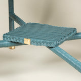 A blue-painted square woven wicker table. French, mid 20th century.