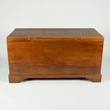 An outsize country house cedarwood blanket chest on a plinth base with shaped bracket feet 18th/early 19th C.