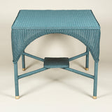 A blue-painted square woven wicker table. French, mid 20th century.