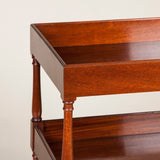 A rectangular three tier table in Brazilian mahogany. Made to order. Bespoke size available upon request.