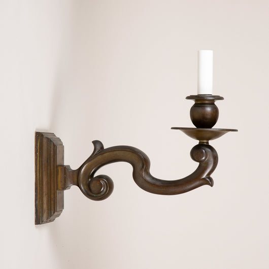 Large early 20th century bronze wall lights