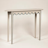 A tall D-end table with scalloped frieze. Made to order. Bespoke size and finish available upon request.