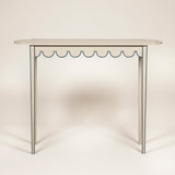 A tall D-end table with scalloped frieze. Made to order. Bespoke size and finish available upon request.
