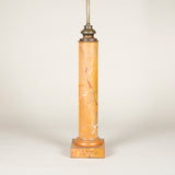 A large tole column lamp with original marbleised painted decoration, French 19th century.