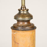 A large tole column lamp with original marbleised painted decoration, French 19th century.