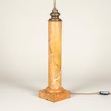 A large tole column lamp with original marbleised painted decoration, French 19th century.