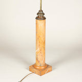 A large tole column lamp with original marbleised painted decoration, French 19th century.