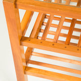 A pair of three-tier slatted cherrywood tables, late 20th century.