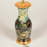 A mid-19th C. French green and brown decalcamania vase wired as a lamp