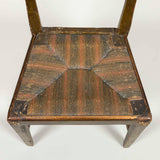 A set of six Italian painted dining chairs with striped rush drop-in seats circa 1810.