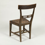 A set of six Italian painted dining chairs with striped rush drop-in seats circa 1810.