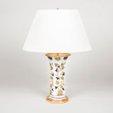A Dutch Delft polychrome facetted trumpet vase, 20th century, wired as a lamp.
