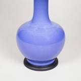 A pair of Chinese periwinkle blue glazed vases converted to lamps.