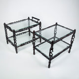 Two similar turned and carved ebony rectangular two-tier low tables. Madagascar, probable 20th century.