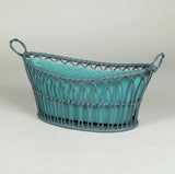 A handmade Regency-style oval basket and liner -Teal.
